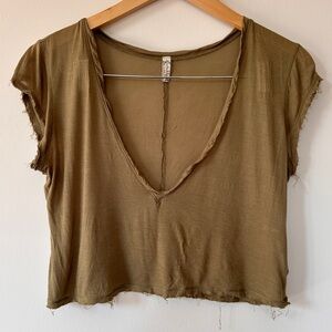 Olive Free People V-Neck Shirt